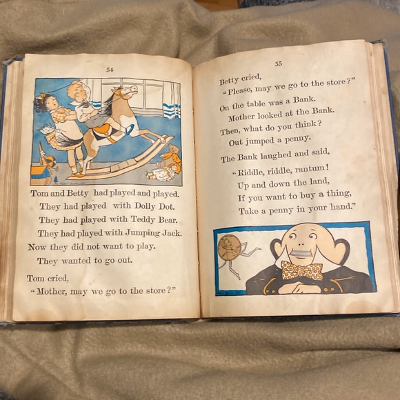 1930 School Reading Primer, Tom & Betty ,Color Illustrations, Early Chapter Book - Picture 14 of 16